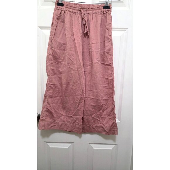 Athleta XXS Organic Cotton Wide-Leg Drawstring Pants Dusty Pink - Picture 2 of 6